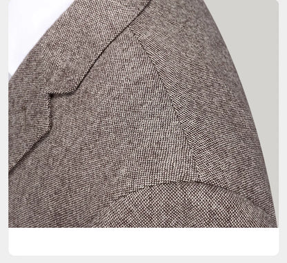 Herren Anzugset aus 55% Wolle: Slim Fit, warm, hellbraun, ideal für Hochzeit & Business.