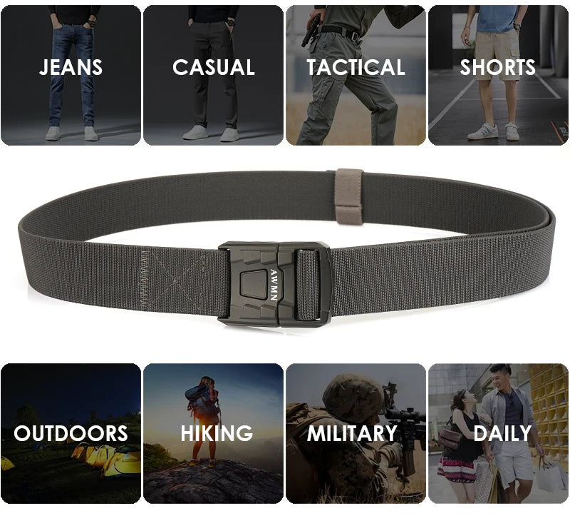 Herren-Gürtel Elastisch Mit Metall-Schnalle Und Schnellverschluss Aus Premium-Canvas-Stretch Für Outdoor Einsatz
