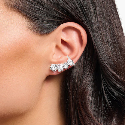 Damen-Einzelohrstecker Climber weißer Zirkon glamourös aus Sterlingsilber