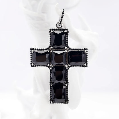 Damen-Anhänger Kreuz geschwärzt schwarze Zirkonia Vintage aus Sterlingsilber