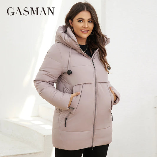 Lange Damenjacke für den Frühling mit modischer Taille, winddicht und warm aus dünner Baumwolle