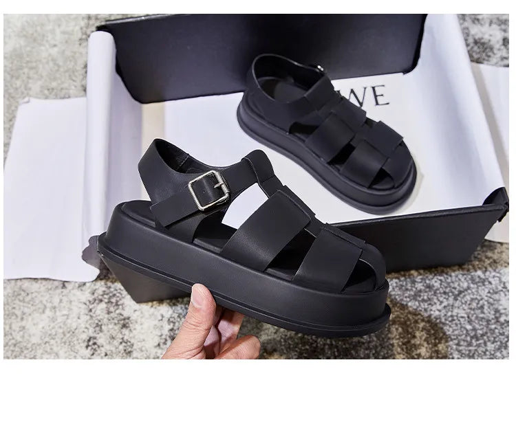 AIYUQI Women's Sandals Closed toe 2025 Summer New Women Roman Sandals Leisure Thick Soled Fashion Woven Women's Shoes Sandals