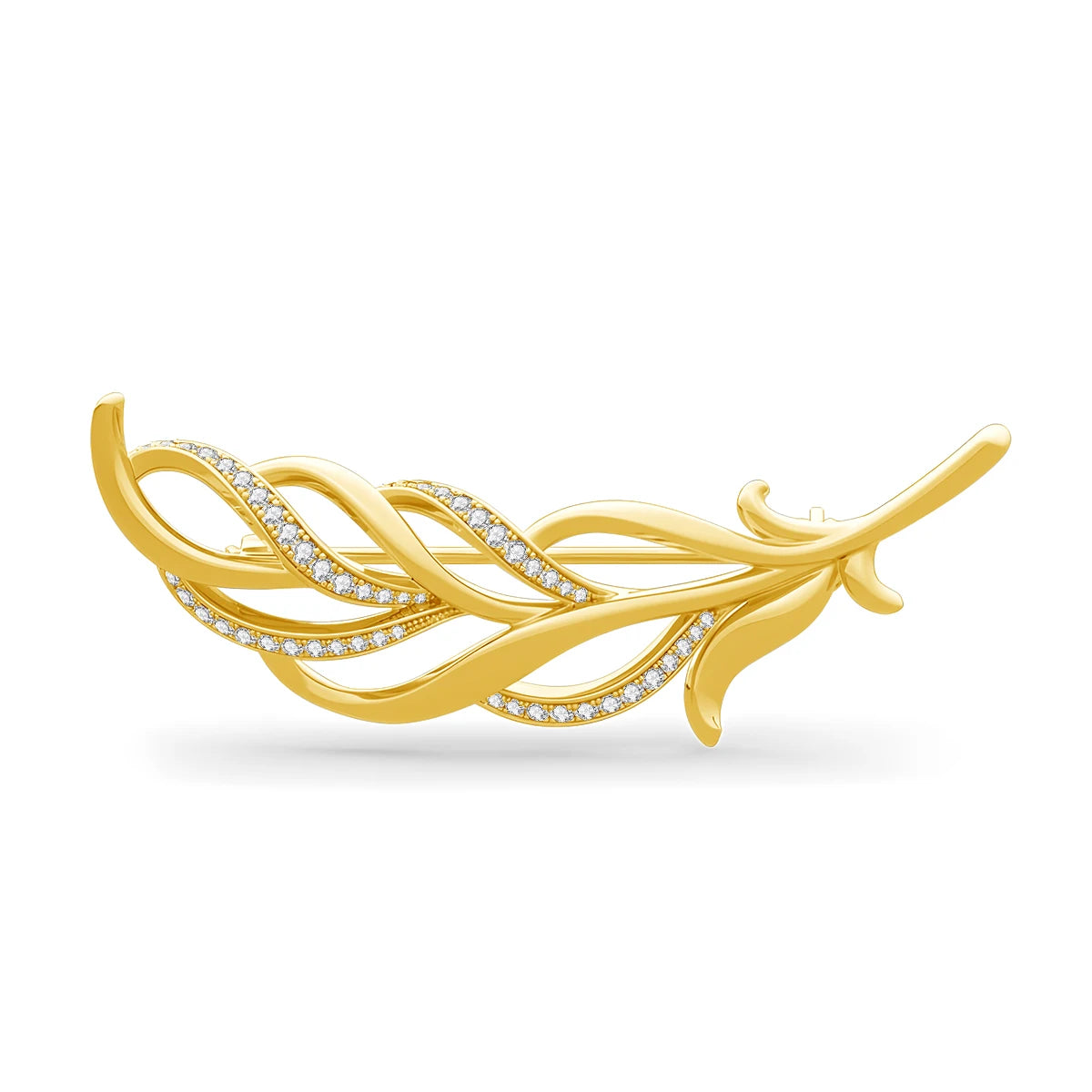 Brosche Blatt Gelbgold Moissanit Luxus Designer Zertifikat Damen