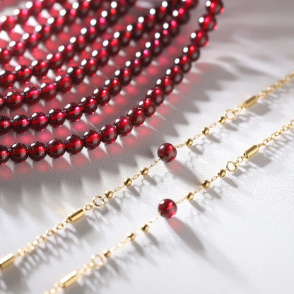 Damen-Armband mit Granat-Naturstein und Edelstahl