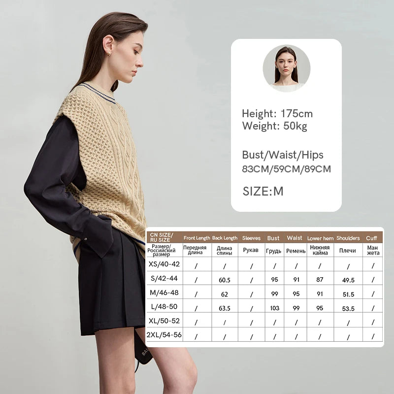 Damen-Halbrollkragen-Pullover ärmellos Weste Wolle-Mix Herbst