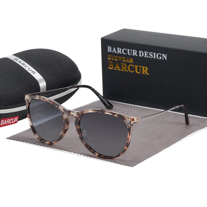 Damen-Sonnenbrille Katzenauge Kunststoff Titan Spiegel UV400 polarisiert