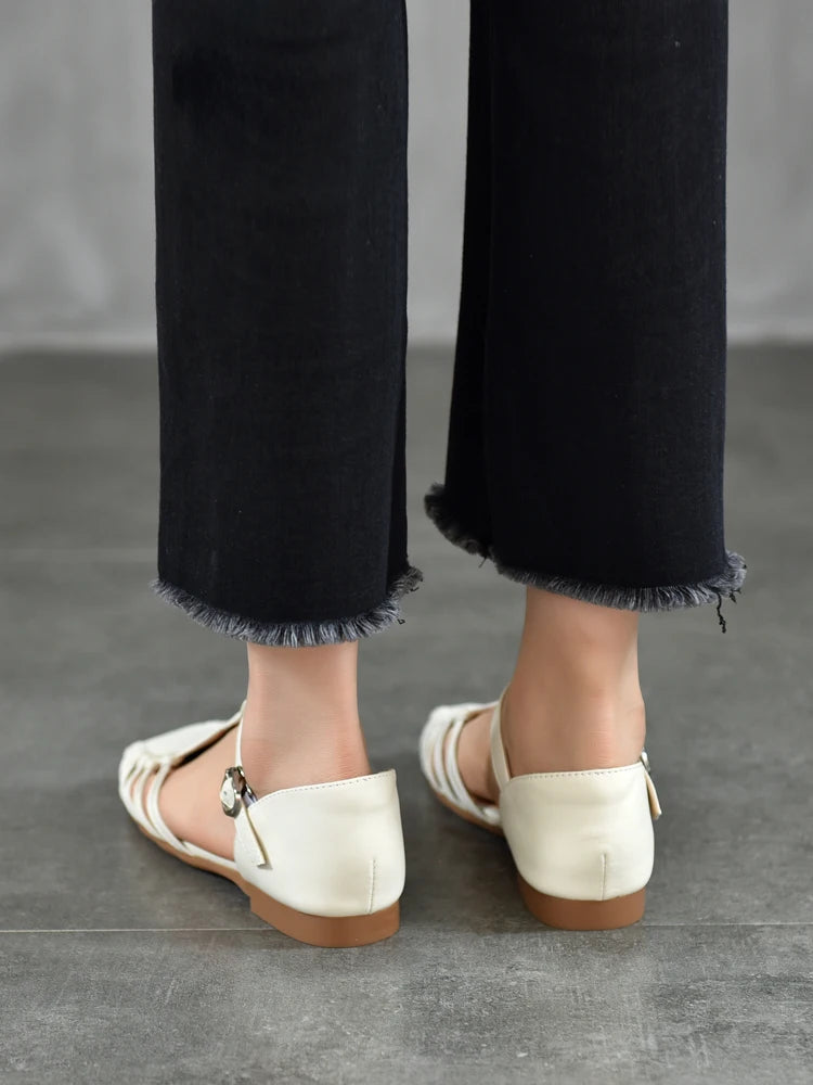 AIYUQI Damen-Sandalen, Sommer 2022, neue handgewebte römische Sandalen, weiblich, große Größe, rutschfeste Schweinekäfig-Schuhe für Damen