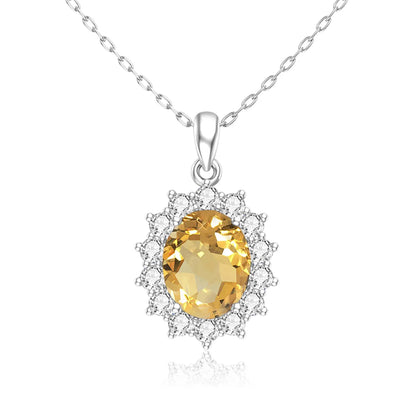 Damen-Halskette aus Sterlingsilber 925 mit ovalem Aquamarin-Anhänger, 5 Karat, Luxuriöses Valentinstagsgeschenk