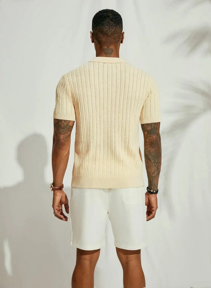 Herren Kurzarmshirt mit Dreiviertelärmeln im koreanischen Stil – elegantes, leichtes Sommer-Oberteil aus Eisseide