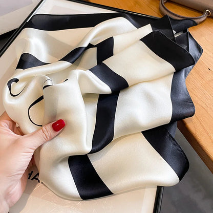 Damen Seidenschal quadratisch Luxus handgerollt Hijab Foulard Bandana