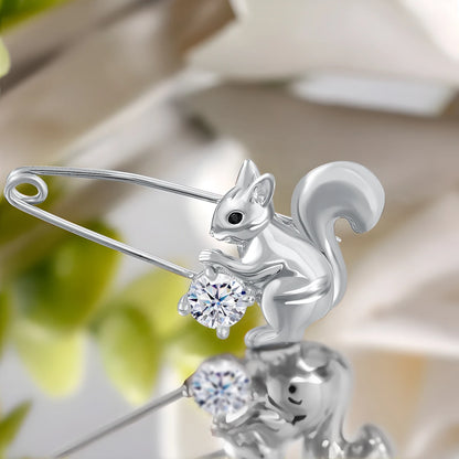 Brosche Eichhörnchen Moissanit Silber Luxus Designer Weihnachten Damen