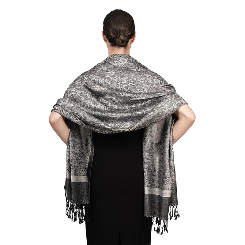 Damen Jacquard Schal ethnisch Kaschmir dick weich Halstuch Bandana Outdoor