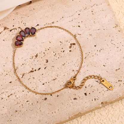 Damen-Armband mit roten Wassertropfen-Zirkonia