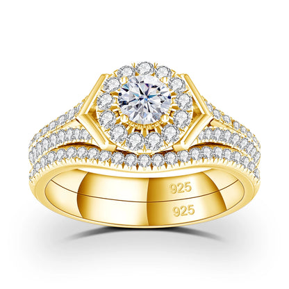 Verlobungsringe Paarset aus Moissanit und 925 Sterling Silber mit Zertifikat Premium Hochzeits Schmuck Geschenk