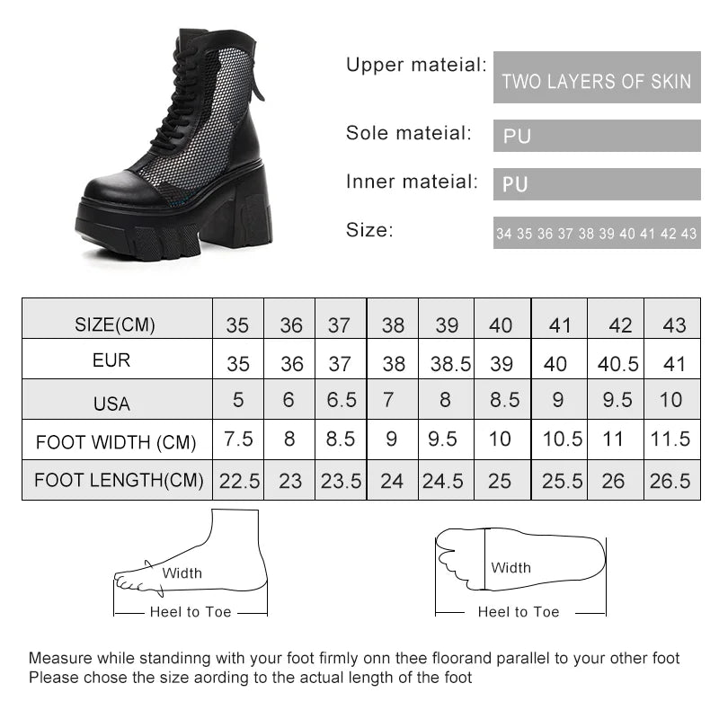 Damen Mesh Stiefel Plattform 11cm Cool