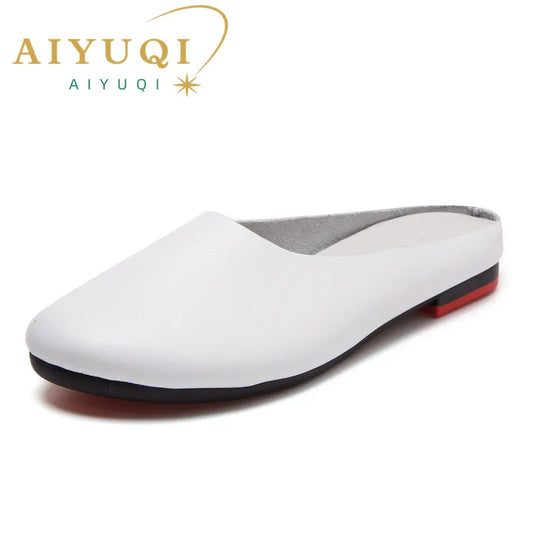Aiyuqi Frauen Hausschuhe Frühling neue Echt leder Frauen Schuhe große Größe 41 42 43 flache lässige Sommer halbe Hausschuhe Frauen