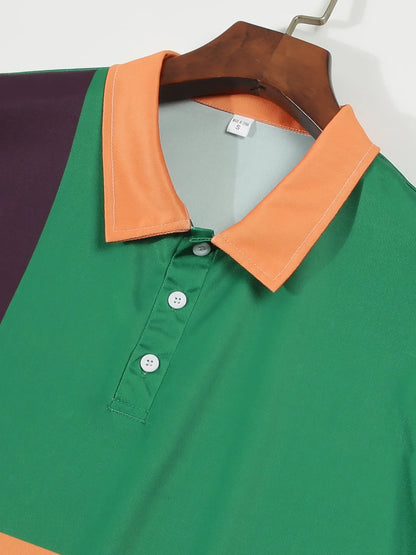 Sommerliches Polohemd mit Farbblock-Design und atmungsaktivem, bequemem Kurzarm – ideal für legere Anlässe