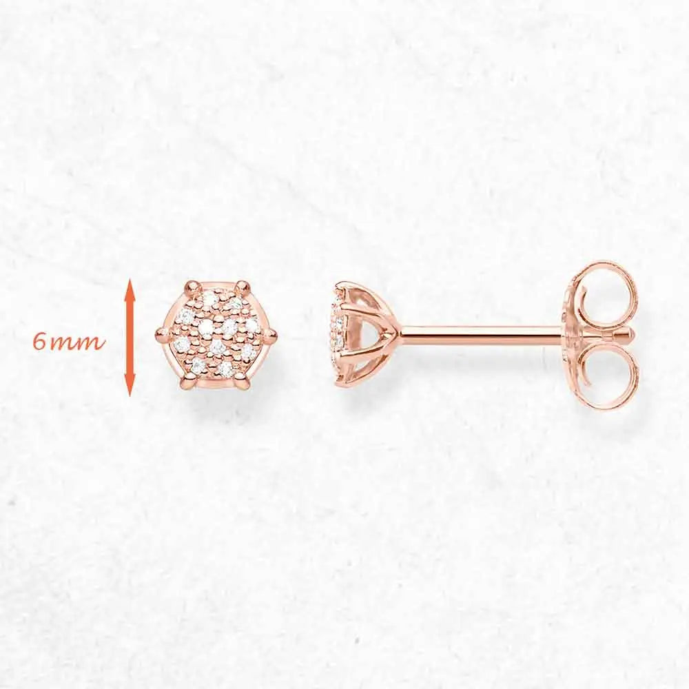 Damen-Ohrstecker Pavé weißer Zirkonia geometrisch aus Sterlingsilber