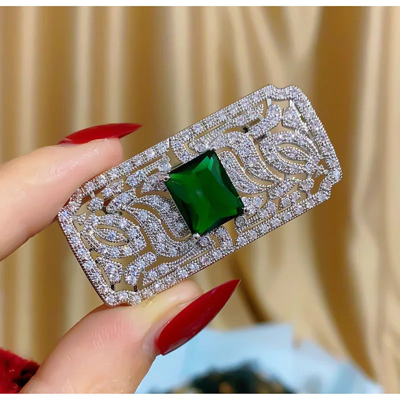Brosche Strass Kristall Rechteck glänzend elegant Unisex Mantel