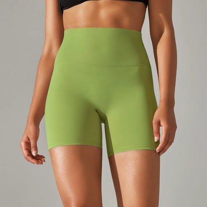 Nahtlose Sportshorts mit hohem Bund für Frauen, lindgrün