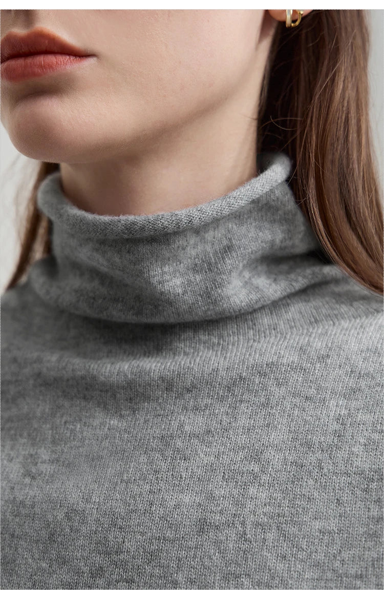 Damen-Rollkragenpullover Wolle-Kaschmir warm elegant Herbst-Winter