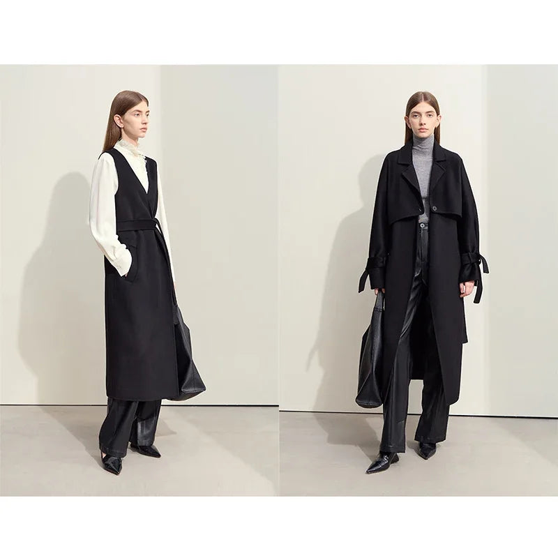 Damen Weste für den Winter im lässigen Look mit Gürtel und Taschen