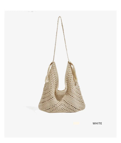 Damen Tote Bag Beach Woven Travel Shoulder Crossbody Purse