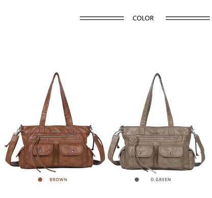 Damen-Schultertasche Mit Mehrfachtaschen Und Handyfach Im Vintage-Stil Alltagsbegleiter