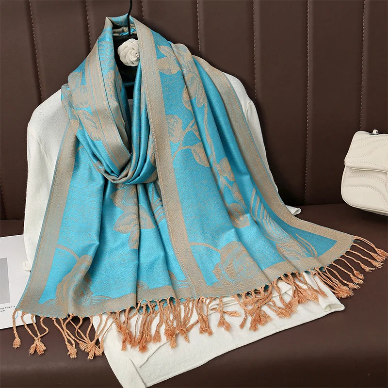 Damen Winterschal Kaschmir Plaid warm Pashmina Bandana Quaste B