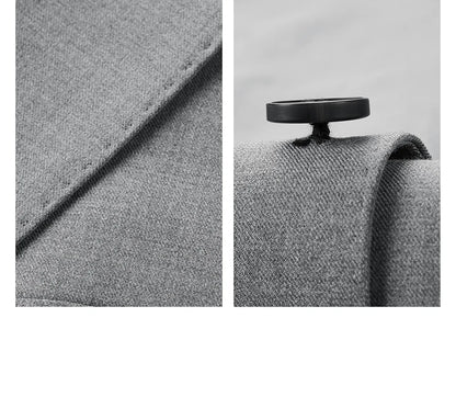 Herren-Anzugset mit Blazer und Hose in tiefem Blau und Khaki – modischer Seersucker für Frühling und Sommer, ideal für Hochzeiten und Büro.