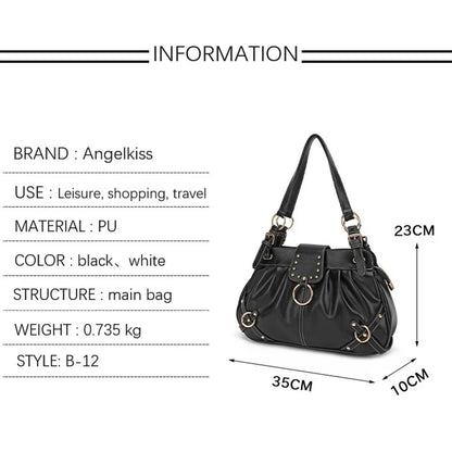 Damen-Schultertasche aus PU mit Reißverschluss Großes Fassungsvermögen und Innenfächern für Alltag