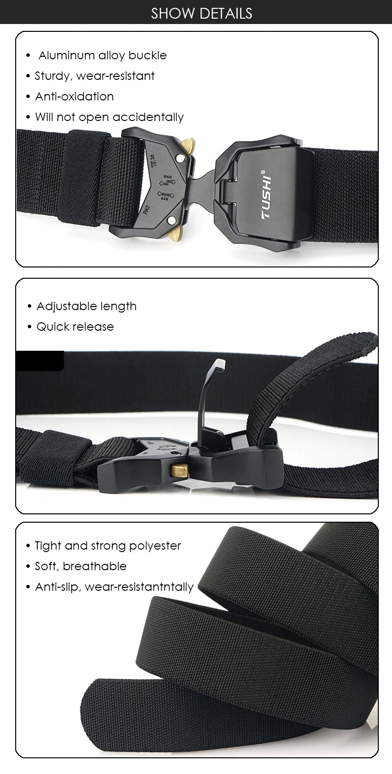 Herren-Gürtel Elastischer Outdoor-Taktikgürtel mit Schnellverschluss und Metall-Schnalle