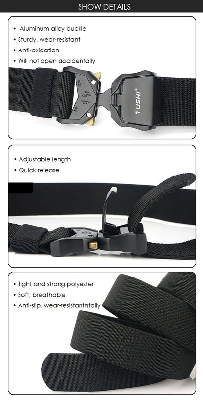 Herren-Gürtel Elastischer Outdoor-Taktikgürtel mit Schnellverschluss und Metall-Schnalle