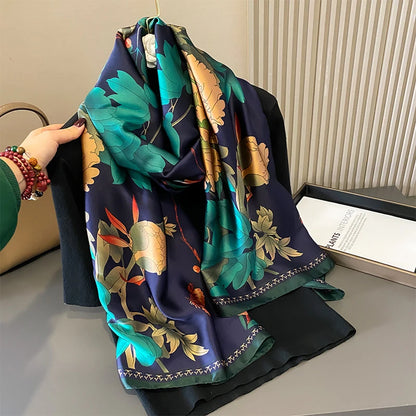 Damen Satin Seidenschal Hijab Sommer Sonnenschutz Strand Kopftuch Foulard