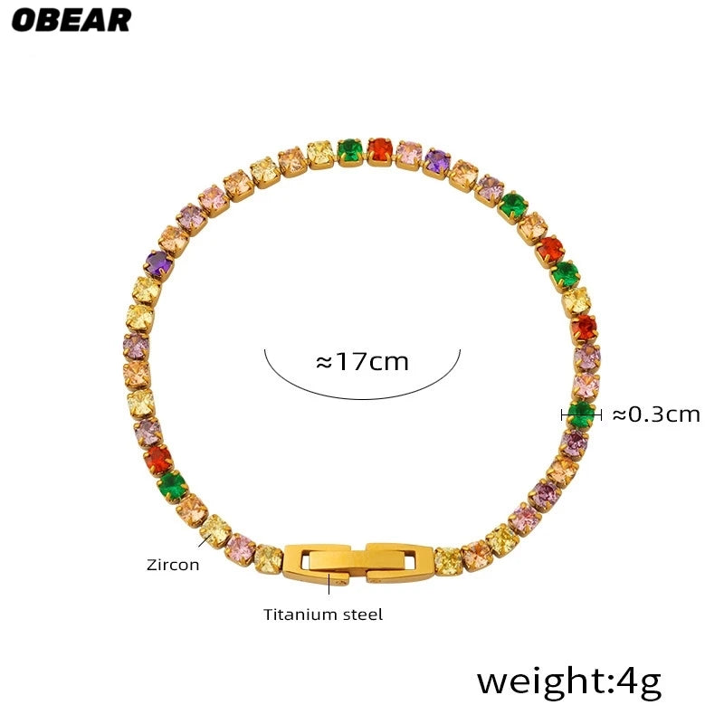 Damen-Kettenarmband mit Zirkonia und Regenbogenkristall