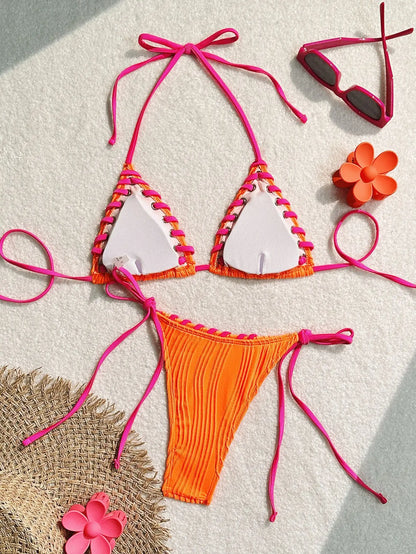 Sommerliches kariertes Bikini-Set mit Push-up-Effekt – verführerische Bademode für den Strand und Pool