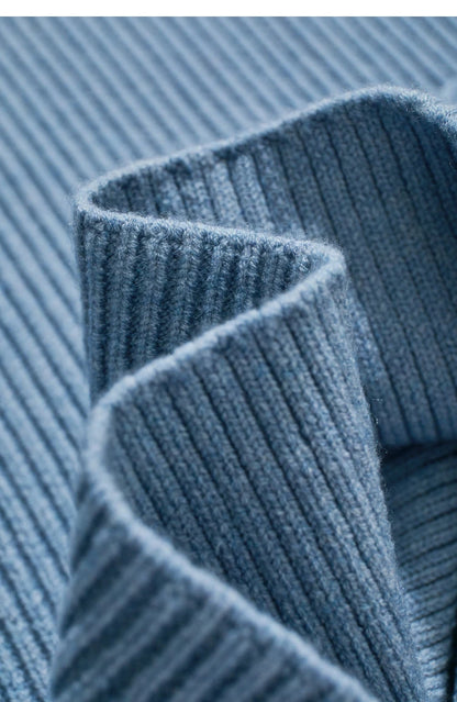 Damen-Wollpullover, hellblau, geripptes Ärmelbündchen am Manschettenbereich