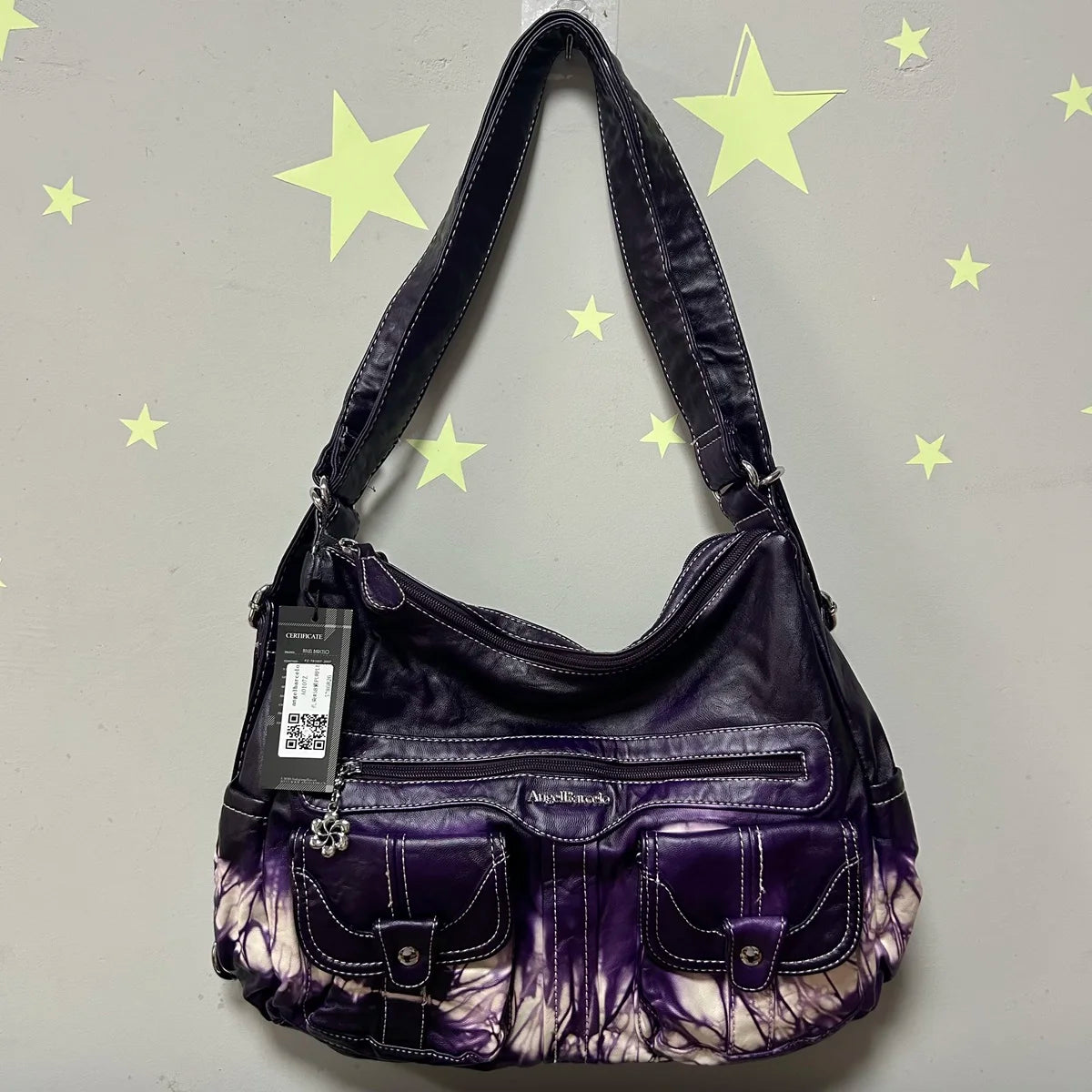 Damen-Schultertasche Aus Weichem PU-Lederimitat Mit Innenfach Und Reißverschluss Alltag Und Shopping