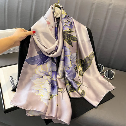 Damen Seidenschal groß Sommer Strand Hijab Turban Foulard Bandana Sonnenschutz