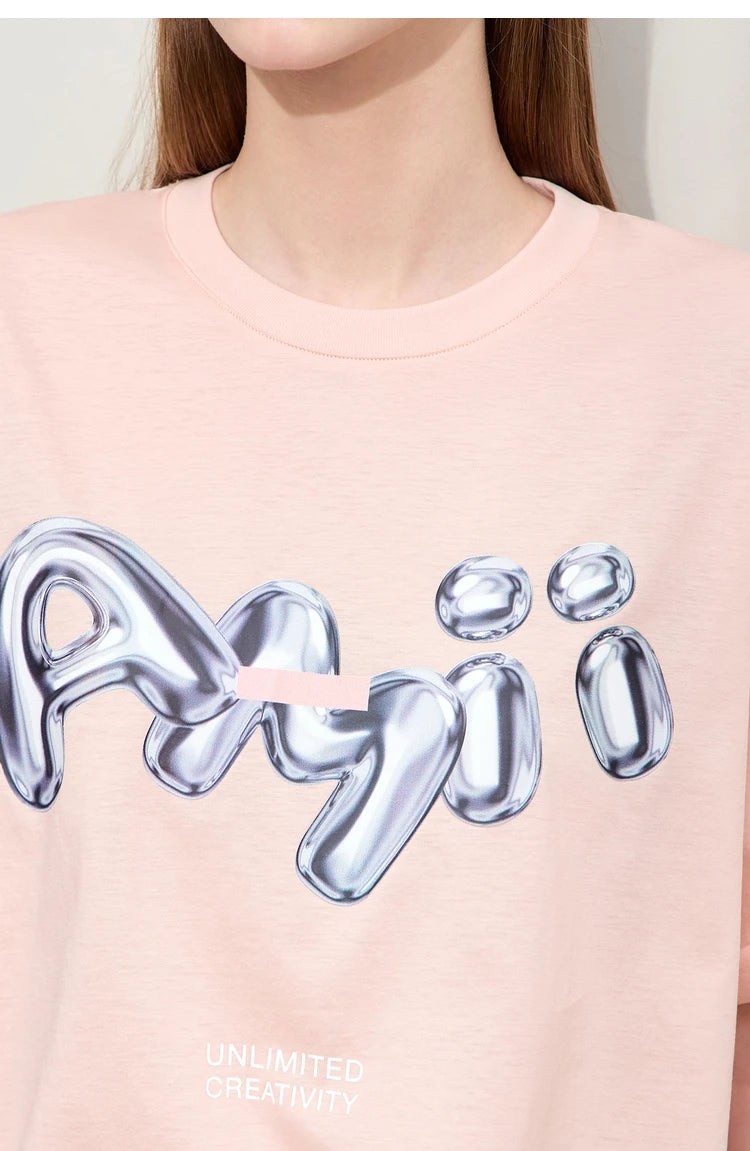 Damen T-Shirts im lässigen Stil mit O-Ausschnitt und modischem Druck