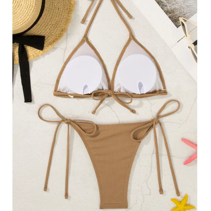 Gestreifter Push-up-Bikini für Damen – Sexy Badeanzug im brasilianischen Stil für Strand und Pool