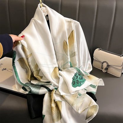 Damen Satin Seidenschal Hijab Sommer Sonnenschutz Strand Kopftuch Foulard