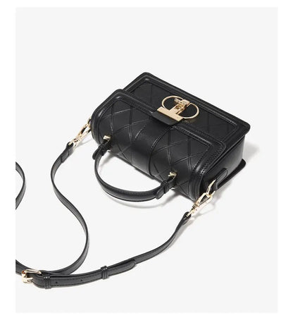 Damen Top-handle Tasche aus Split Leder mit Diamant-Gitter