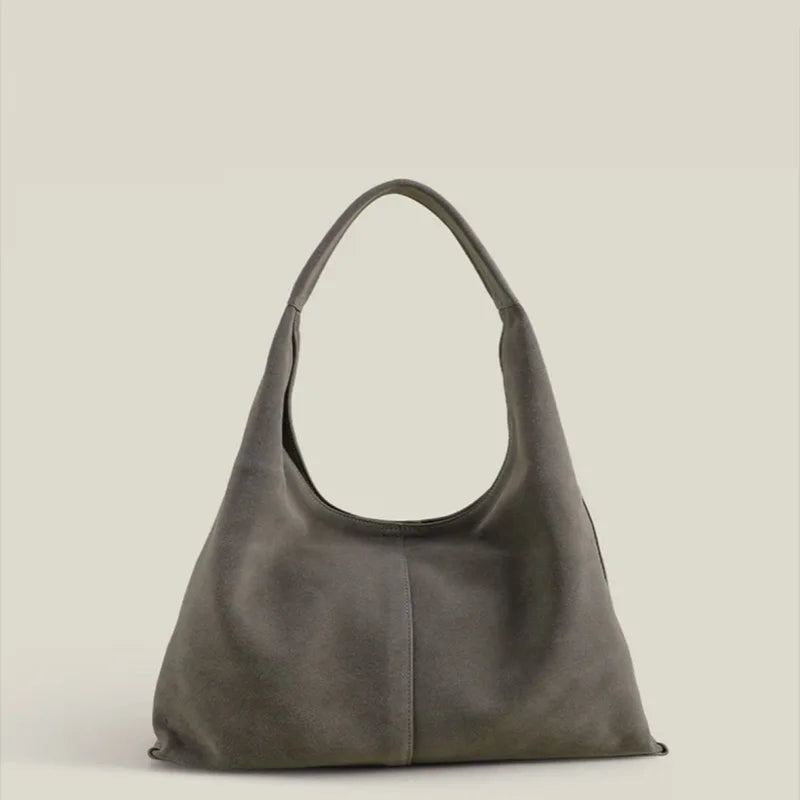 Wildleder Hobo Schultertasche Naturleder | Große Crescent