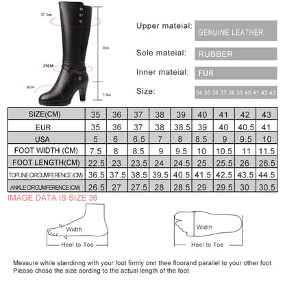 AIYUQI Female winter shoes Woman boots high-heeled Genuine Leather motorcycle boots thick wool warm winter boots riding Boot