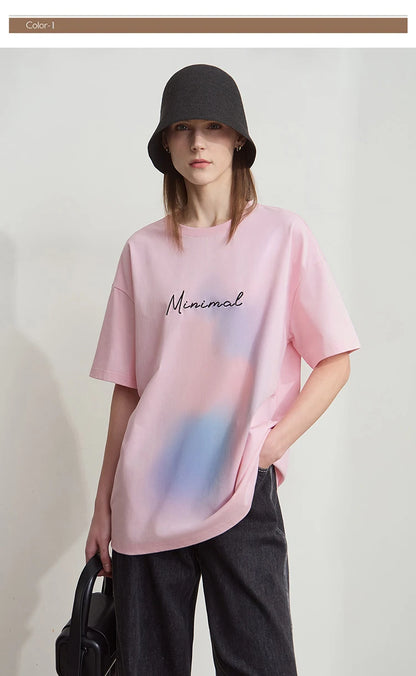 Damen Sommer T-Shirt mit lockerer Passform und buntem Farbverlauf