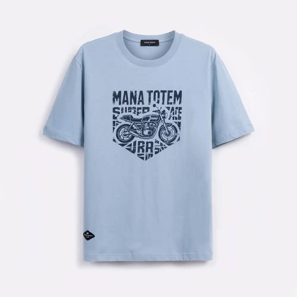 Komfortables Herren T-Shirt Mit Motorrad Druck In Reiner Baumwolle
