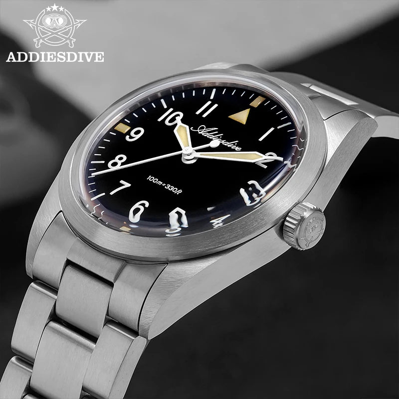 ADDIESDIVE New Watch For Men's Reloj Hombre AD2502 VH31 Movement Titanium Alloy 36mm 100M Waterproof Luminous Quartz Watches