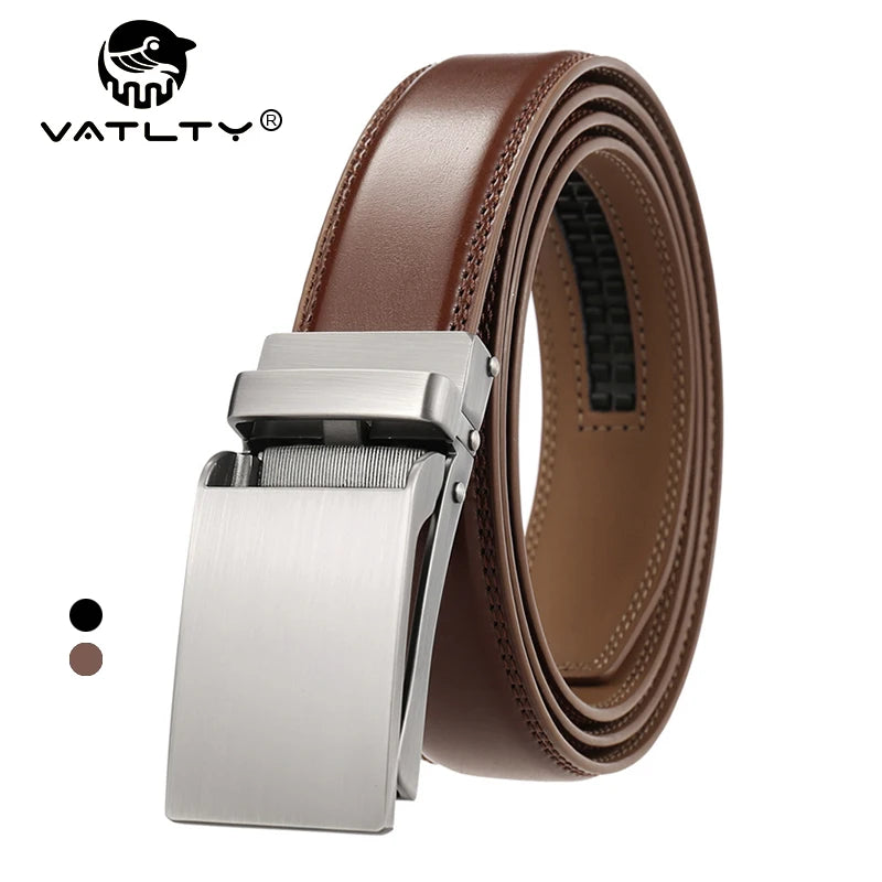 Herren-Gürtel aus Rindsleder mit automatischer Metallschnalle, 31 mm Breite, braun
