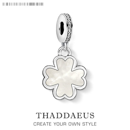 Damen-Charm-Anhänger Kleeblatt Muschel Glück Party aus Sterlingsilber